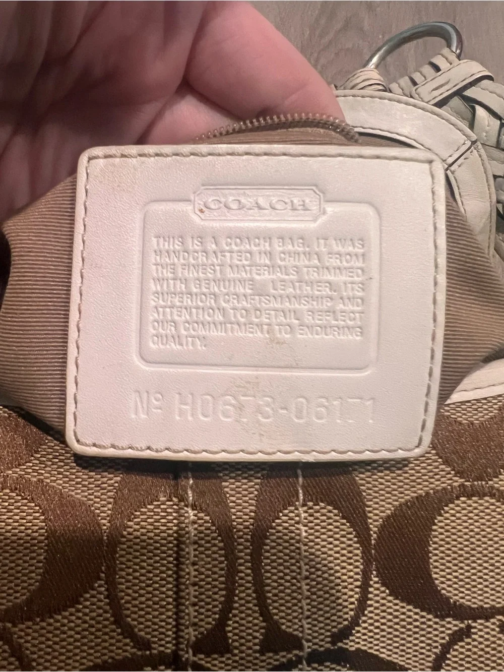 Coach SoHo Y2K Brown Signature Canvas Shoulder Bag with Chalk Trim